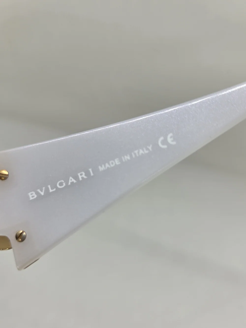 Bvlgari White and Gold, Swarvoski Crystal-Embellished Shield Sunglasses, Vintage